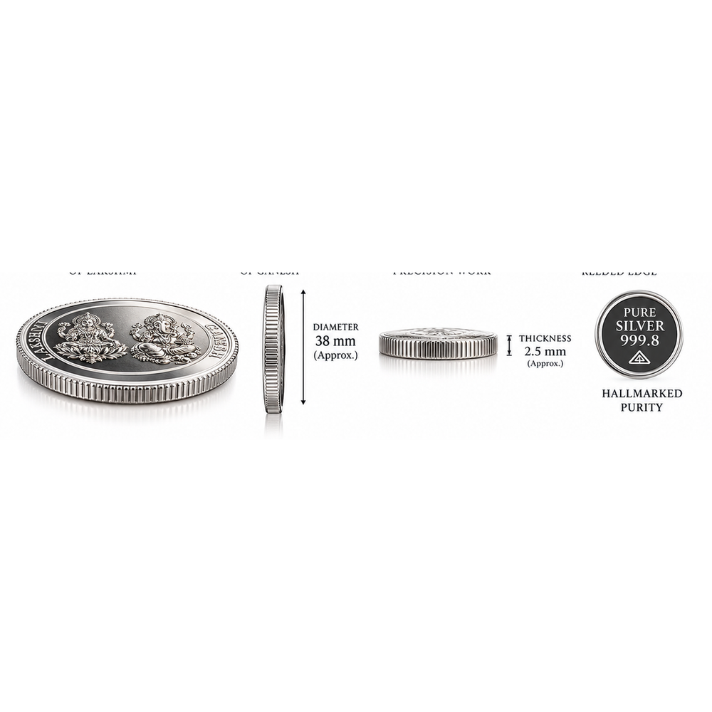JKP Jewellers 5g silver coin - size and thickness details — angle 5 of 6
